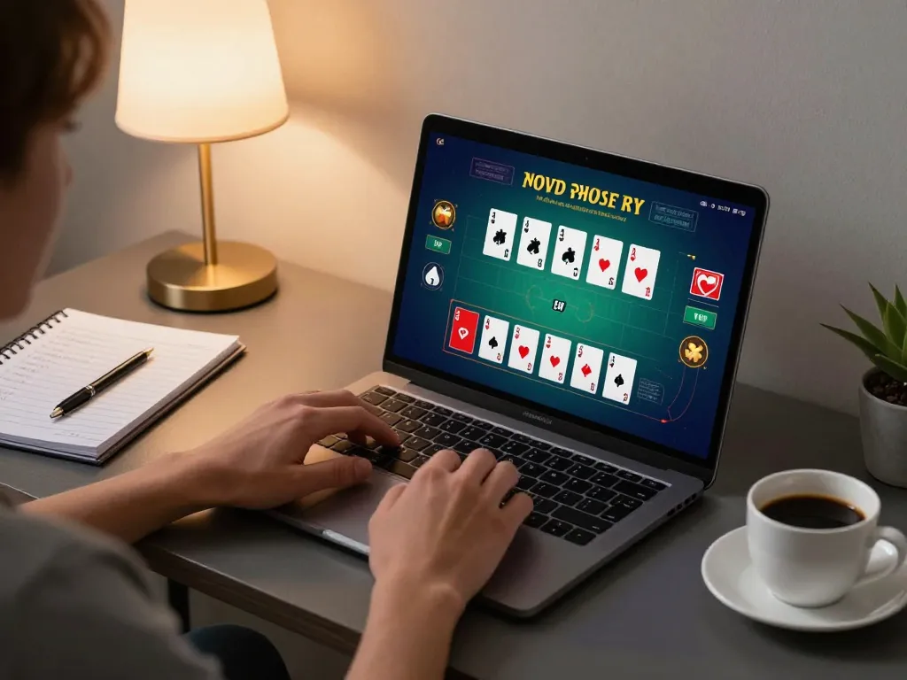 Cổng game Hitclub: Engaging in strategic blackjack gameplay on a stylish home setup