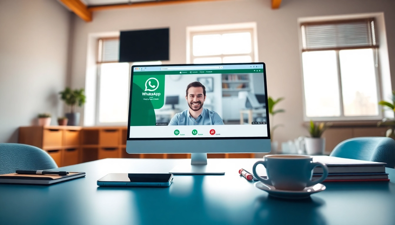 Engaging workspace displaying WhatsApp网页版 on computer screen, showcasing easy communication.