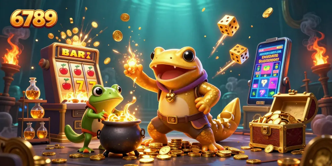 Win big with 6789 as a golden salamander alchemist generates wealth in a vibrant casino scene.
