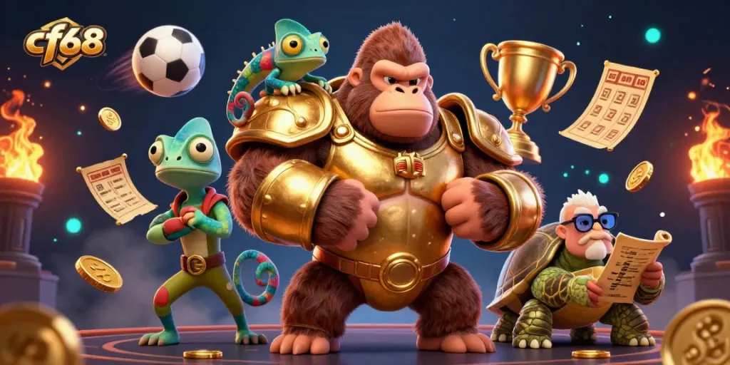 Engage with the dynamic gameplay of cf68 featuring a gorilla king and gambling elements.