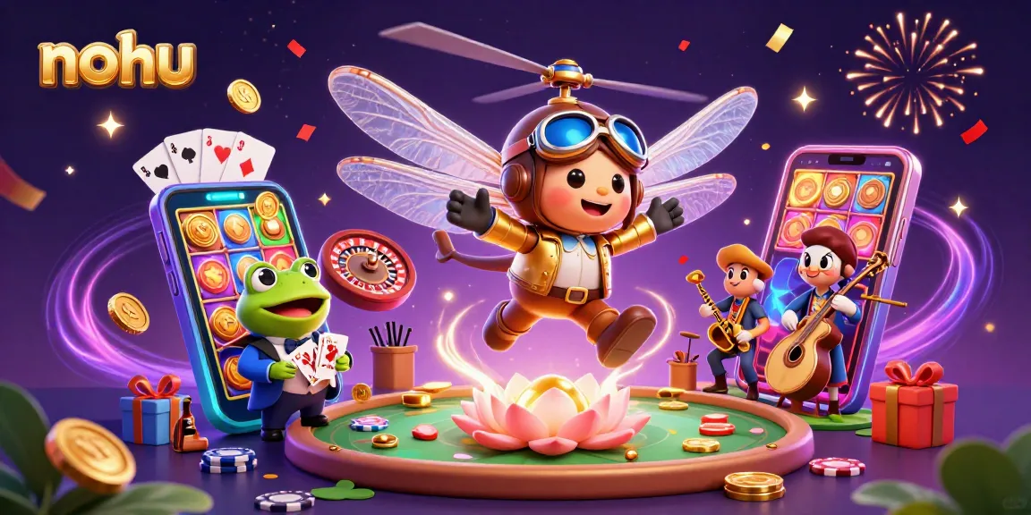 Nohu enchantingly showcases a dragonfly pilot, frog croupier, and jazz musicians amidst casino excitement.