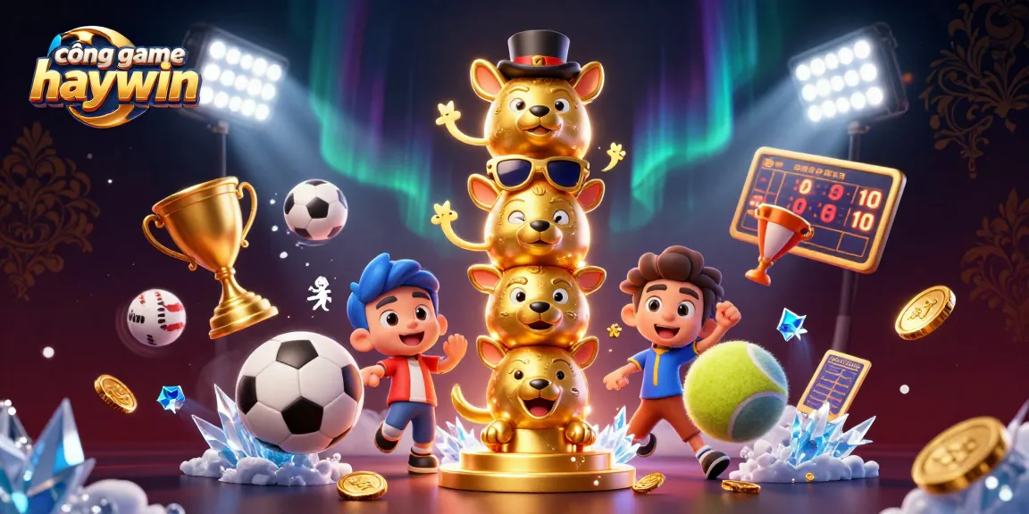 Experience excitement at cổng game haywin with vivid gaming action, dynamic sports elements, and winning trophies!