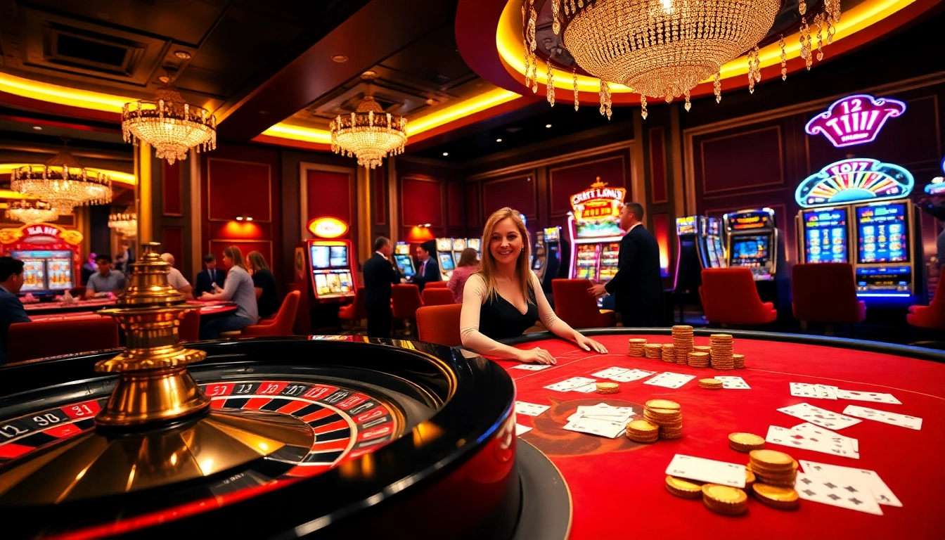 Experience the excitement of winning at https://11win.day/ with a captivating casino scene featuring roulette, poker, and slot machines.