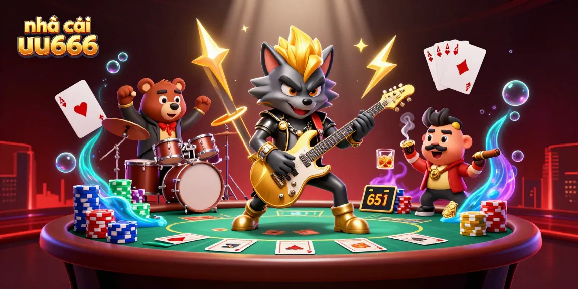 Experience the thrill of nhà cái uu666 while watching a 3D wolf guitarist rock the casino stage.