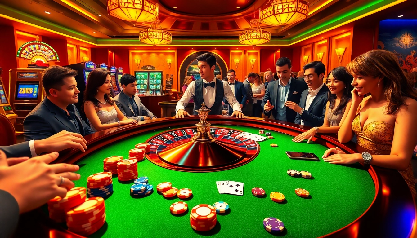 Excited players enjoying a roulette game at https://one88.eu.com/ stylish casino.