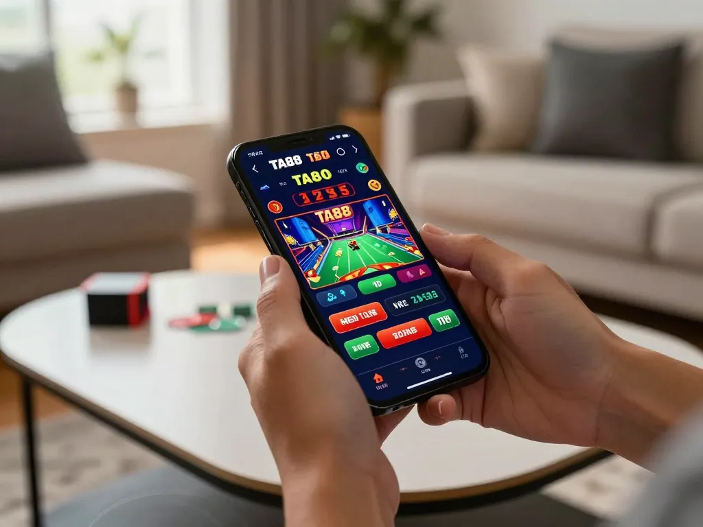 Engaging gaming moment with TA88 app displayed, showcasing interactive betting for online casino.