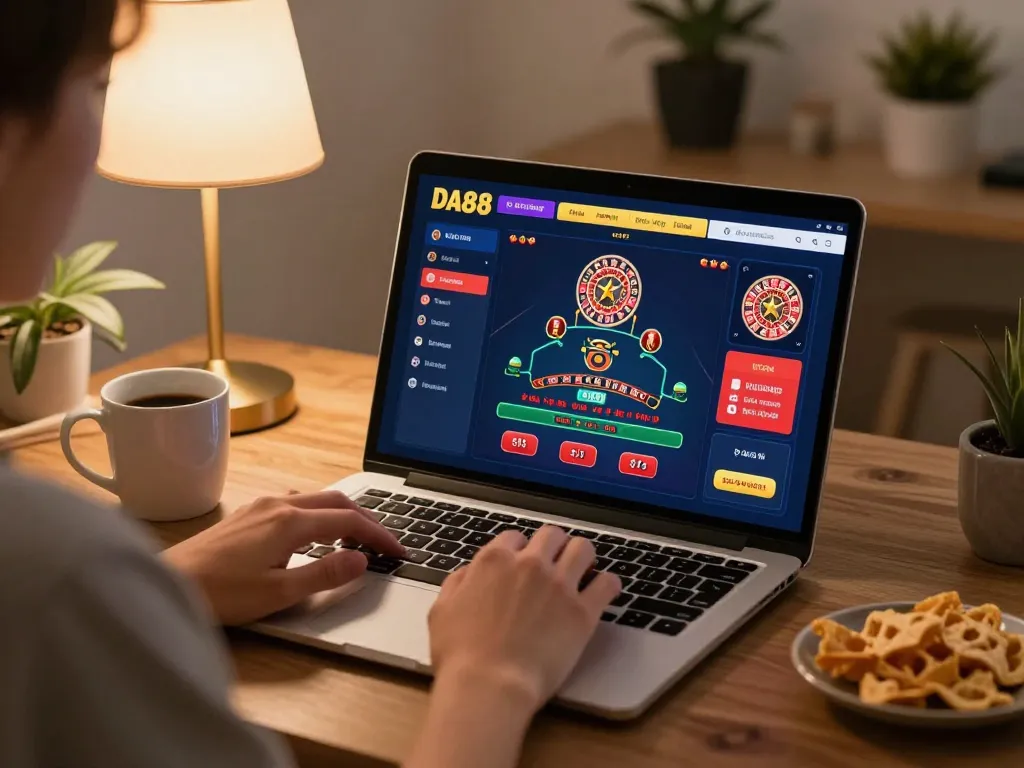 Player engaging with DA88 online casino interface showcasing blackjack table gameplay