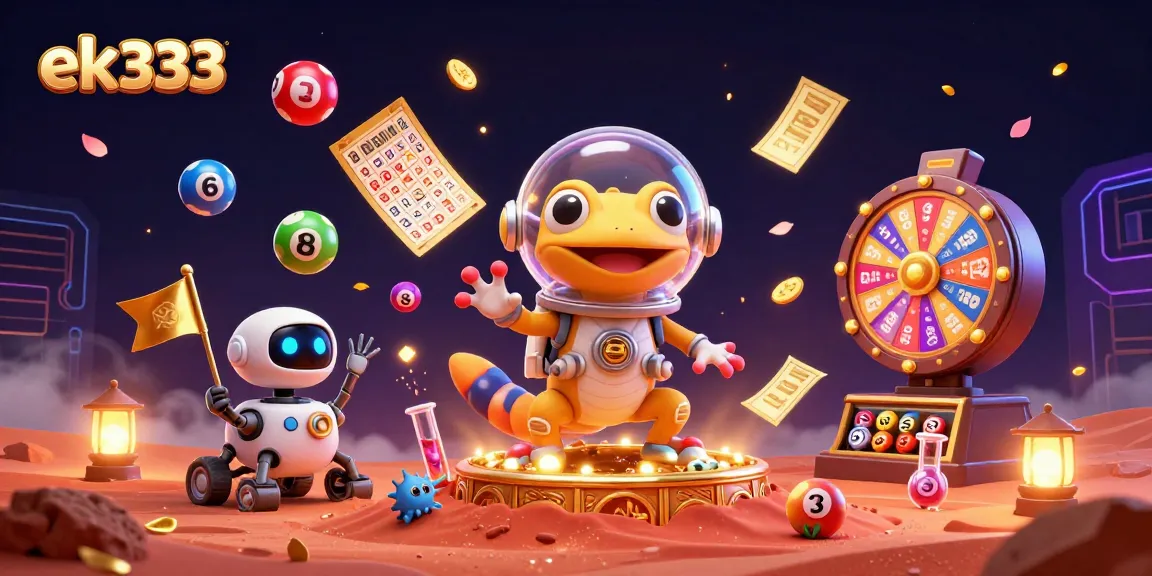 Engage in thrilling games at ek333 featuring vibrant lottery balls and a lively casino scene.
