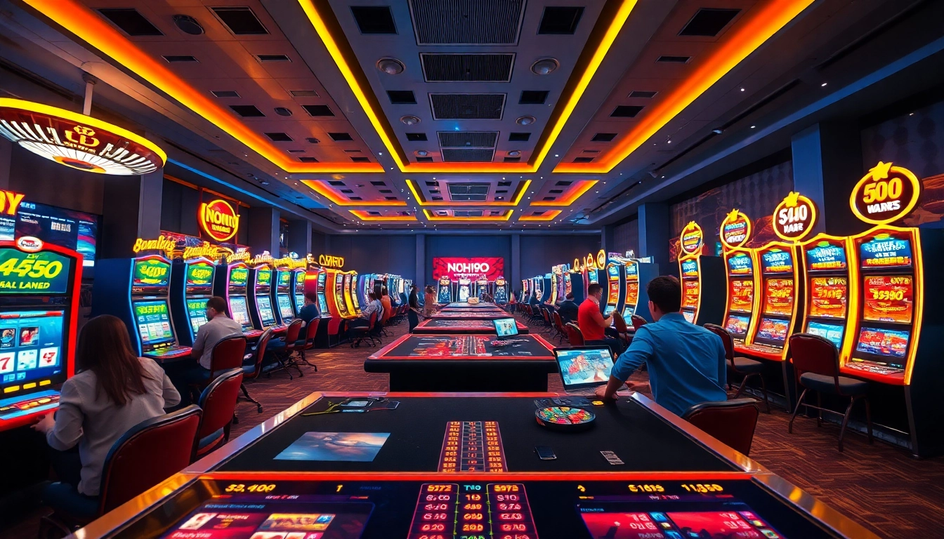 Engaging online gaming scene featuring NOHU90 platform with dynamic players and vibrant casino atmosphere.