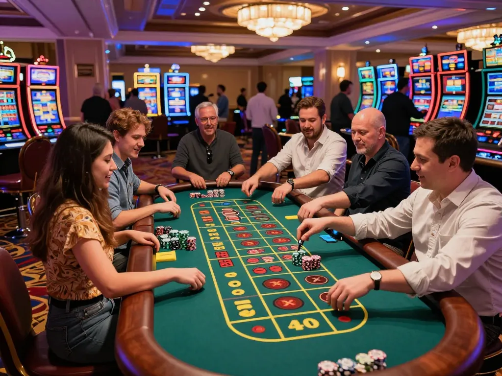 TA88 players engaging in roulette betting, showcasing vibrant casino atmosphere and excitement
