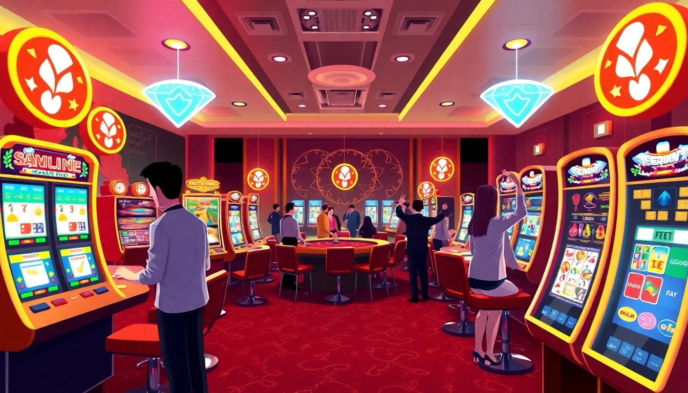 MMOO online gaming platform showcasing players enjoying thrilling casino games in a vibrant atmosphere.