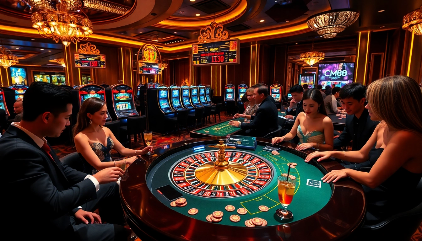 Players enjoying a thrilling CM88 roulette game in a luxurious casino setting.