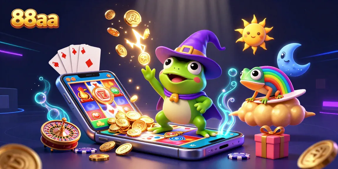 Experience thrilling gameplay with 88aa's vibrant characters, golden coins, and dynamic casino elements.