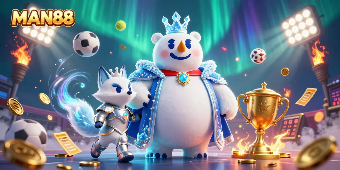 Experience the thrill of MAN88's dynamic sports betting scene with engaging characters and action elements.