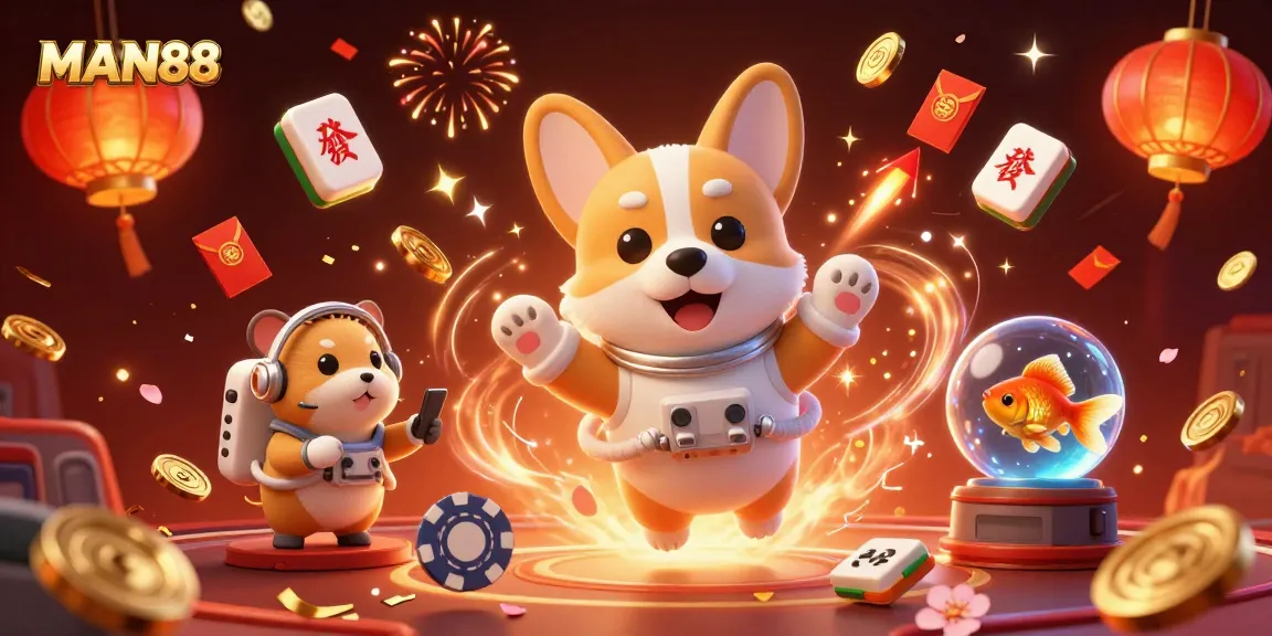 Experience exciting gameplay at MAN88 with delightful characters in a vibrant casino scene.
